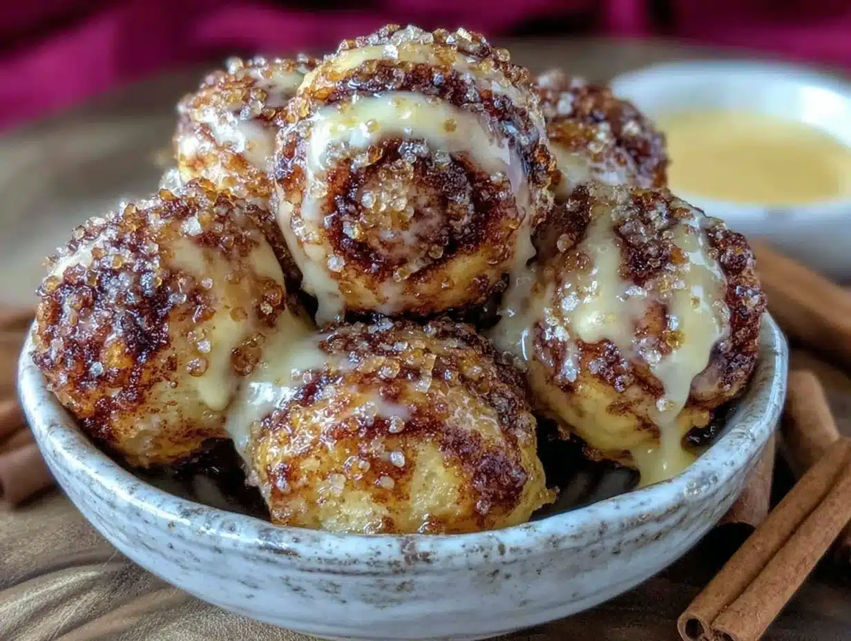 Crispy Air Fryer Cinnamon Roll Bites Easy Recipe with Vanilla Cream ...