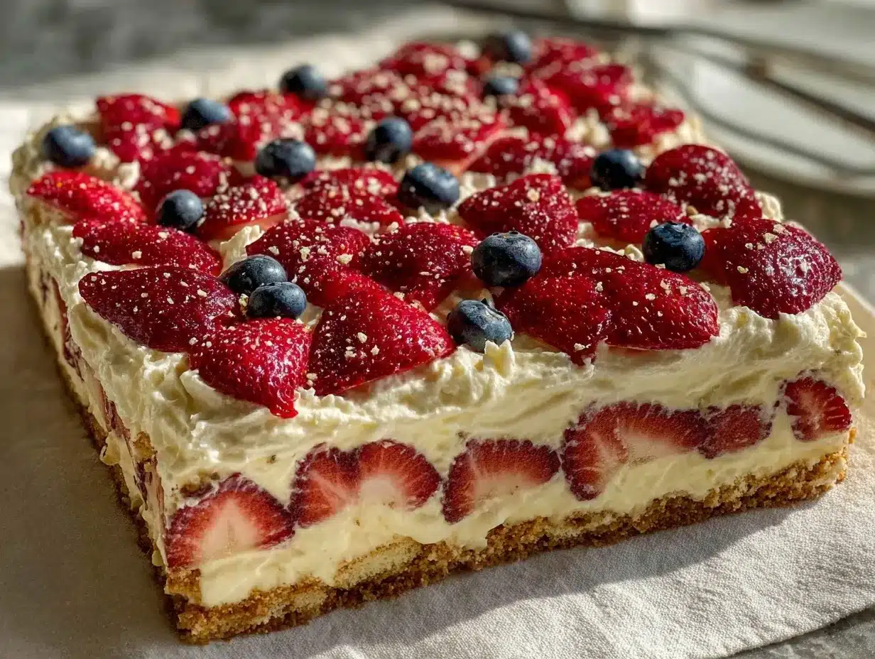 no-bake patriotic flag icebox cake preparation steps