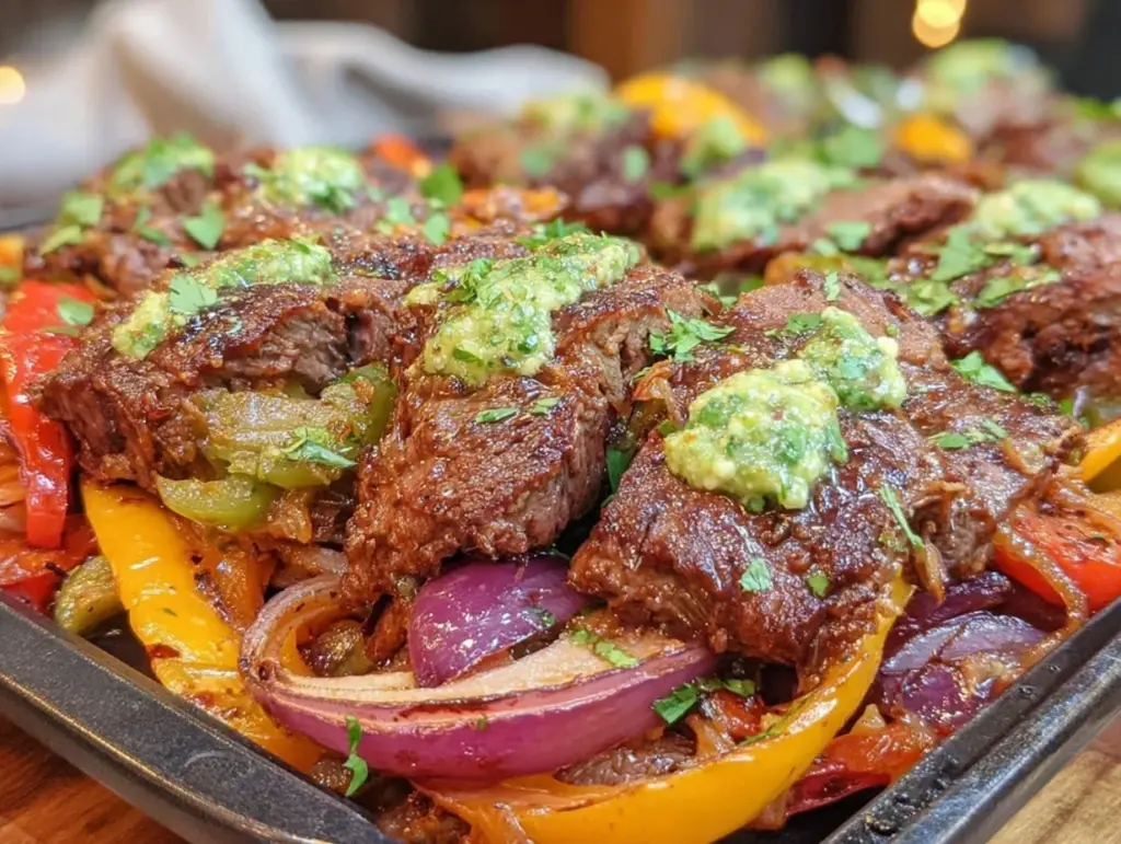sheet pan ground beef fajitas - featured image