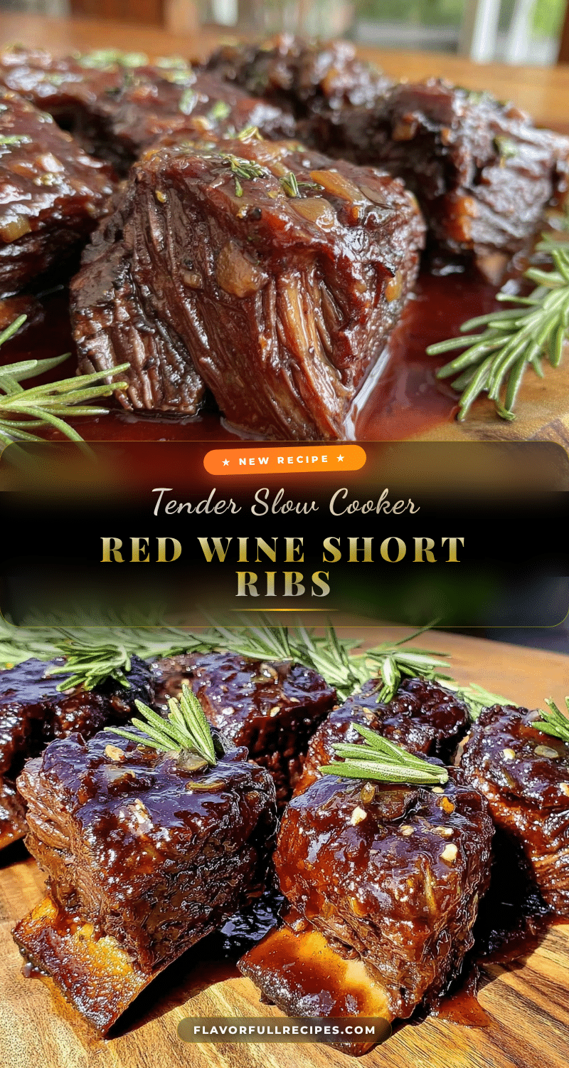 Tender Slow Cooker Red Wine Braised Beef Short Ribs Recipe Easy and ...