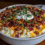 creamy slow cooker loaded baked potato soup - featured image