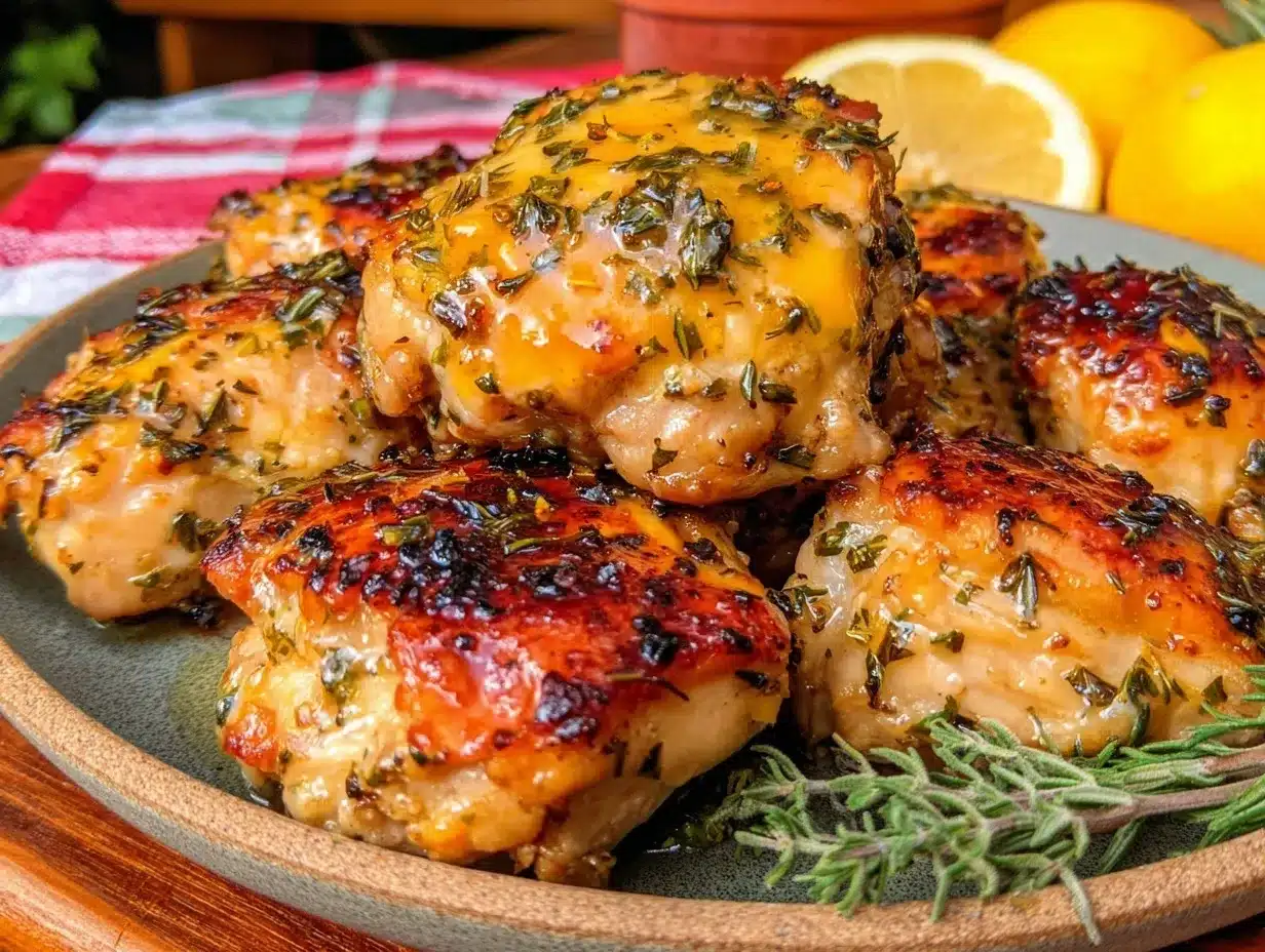 Greek marinated lemon herb chicken thighs preparation steps