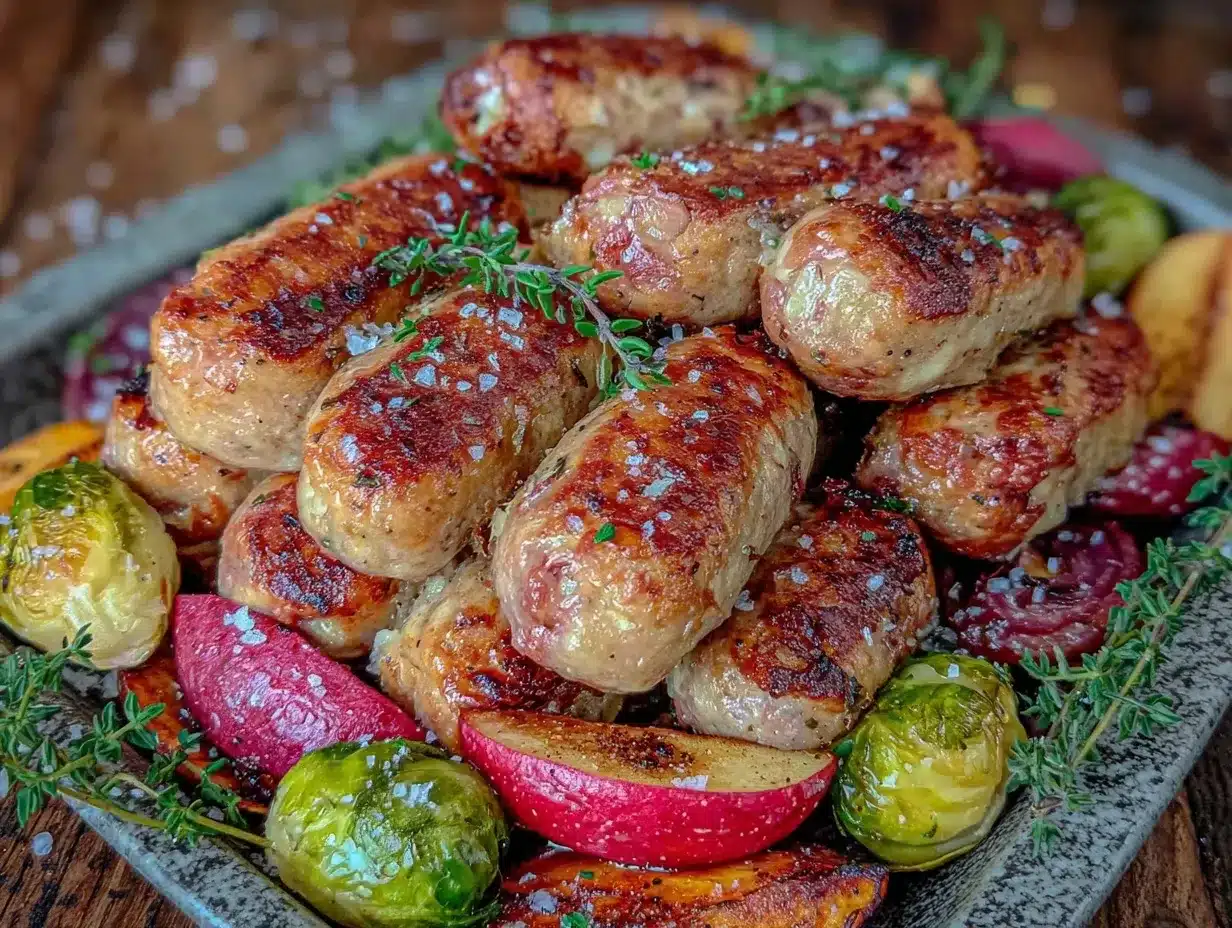 sheet pan sausage and apple dinner preparation steps