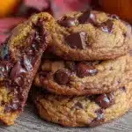 soft brown butter pumpkin chocolate chip cookies - featured image