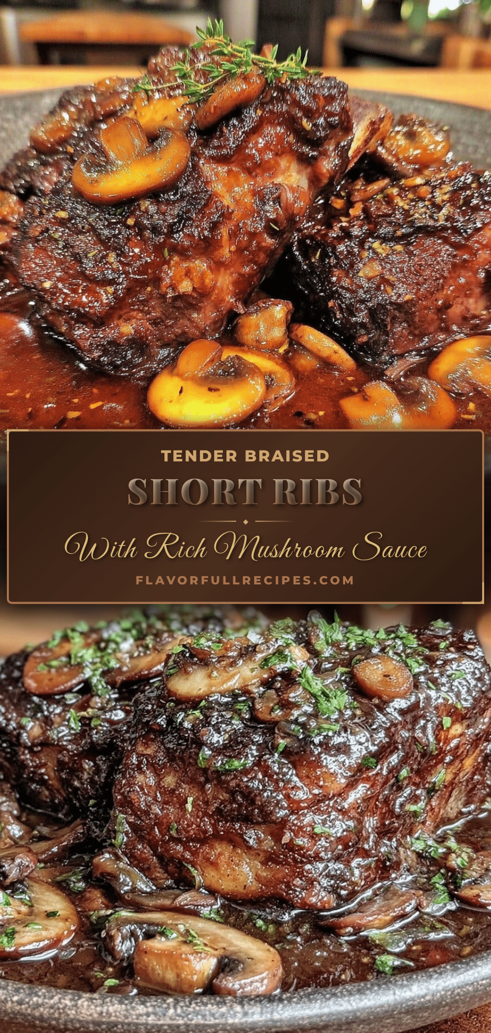 Volcano Short Ribs Tender Braised Short Ribs Recipe Easy Rich Red Wine Mushroom Sauce
