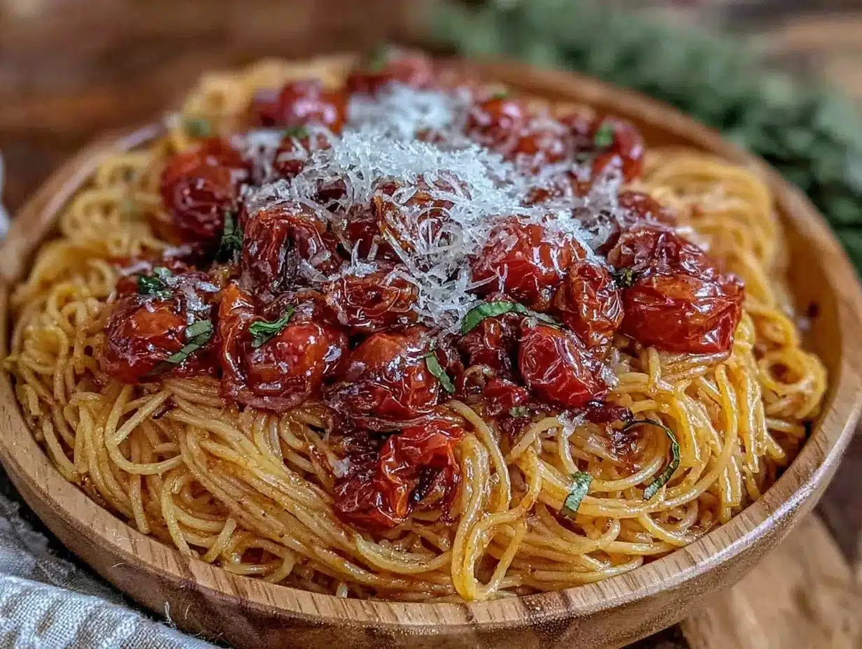 blistered cherry tomato pasta preparation steps