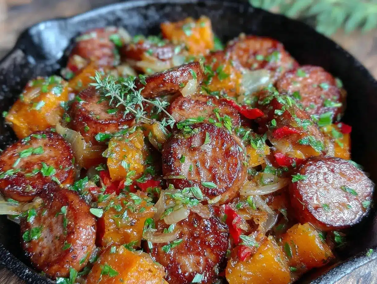 butternut squash and sausage skillet preparation steps