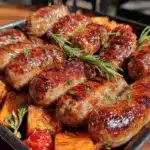 cozy fall sheet pan sausage recipe - featured image