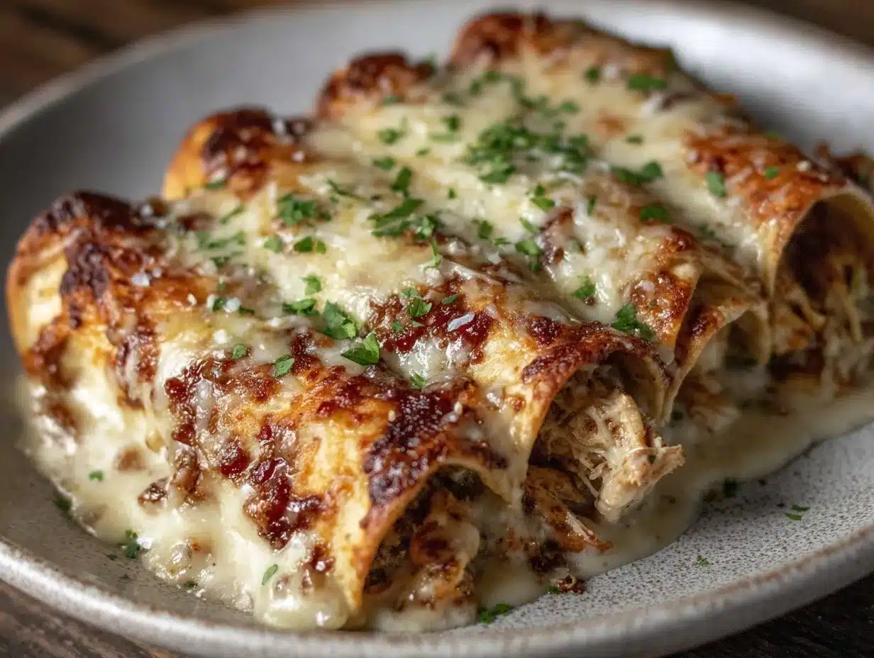 Creamy Hatch Green Chili Chicken Enchiladas preparation steps