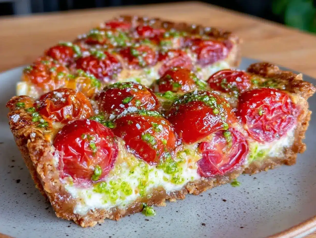crispy burst cherry tomato tart preparation steps