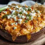 easy crockpot buffalo chicken dip - featured image