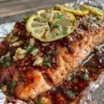 garlic butter baked salmon foil packets - featured image