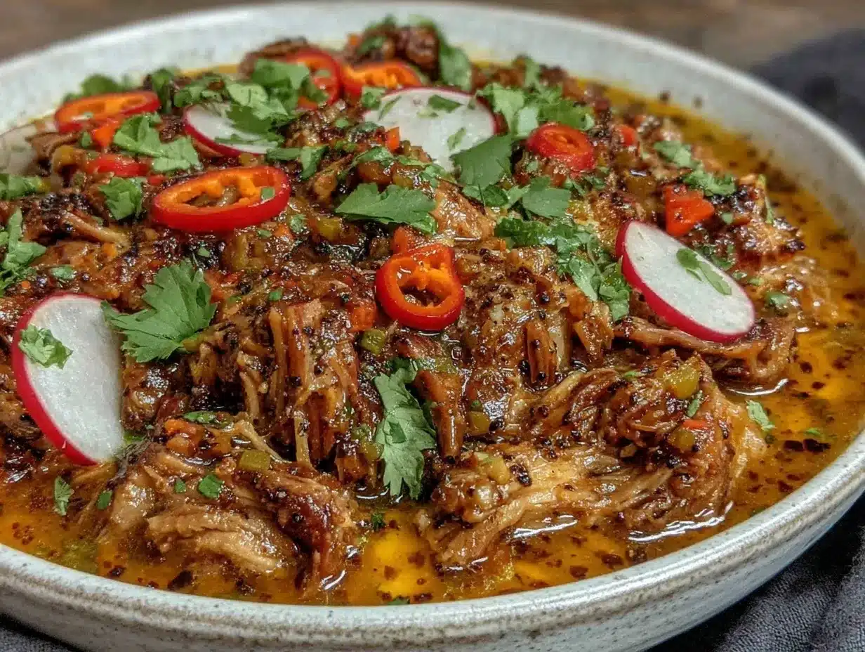 Hatch Chili Verde with Braised Pork Shoulder preparation steps