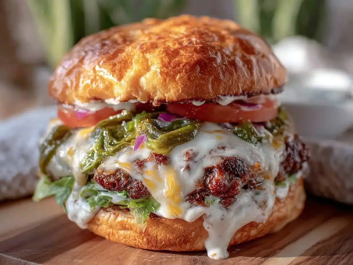 Hatch green chile cheeseburgers preparation steps