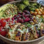 high protein high fiber mediterranean bowl - featured image