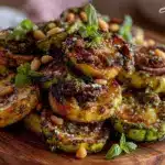 roasted summer squash and zucchini with zesty pesto - featured image