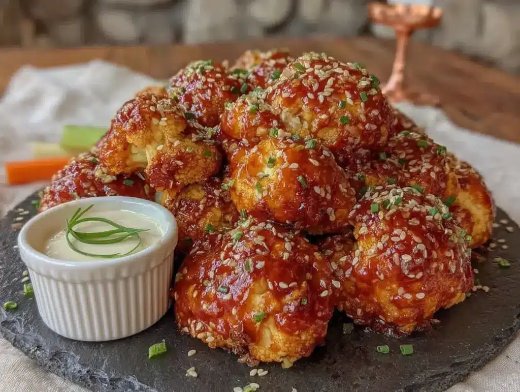 air fryer buffalo cauliflower bites - featured image