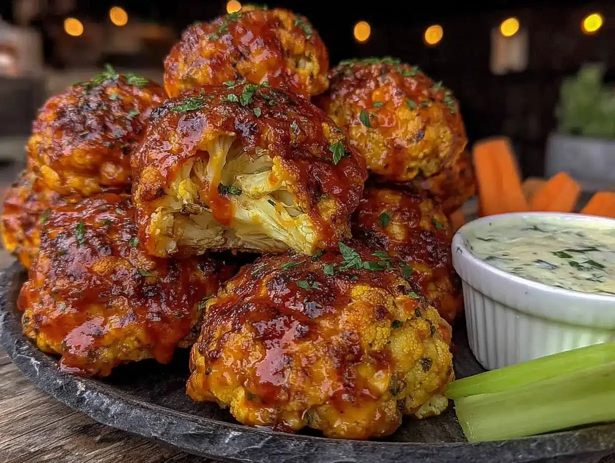 air fryer buffalo cauliflower bites - featured image