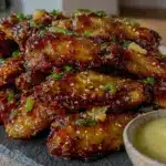 air fryer honey garlic chicken wings - featured image