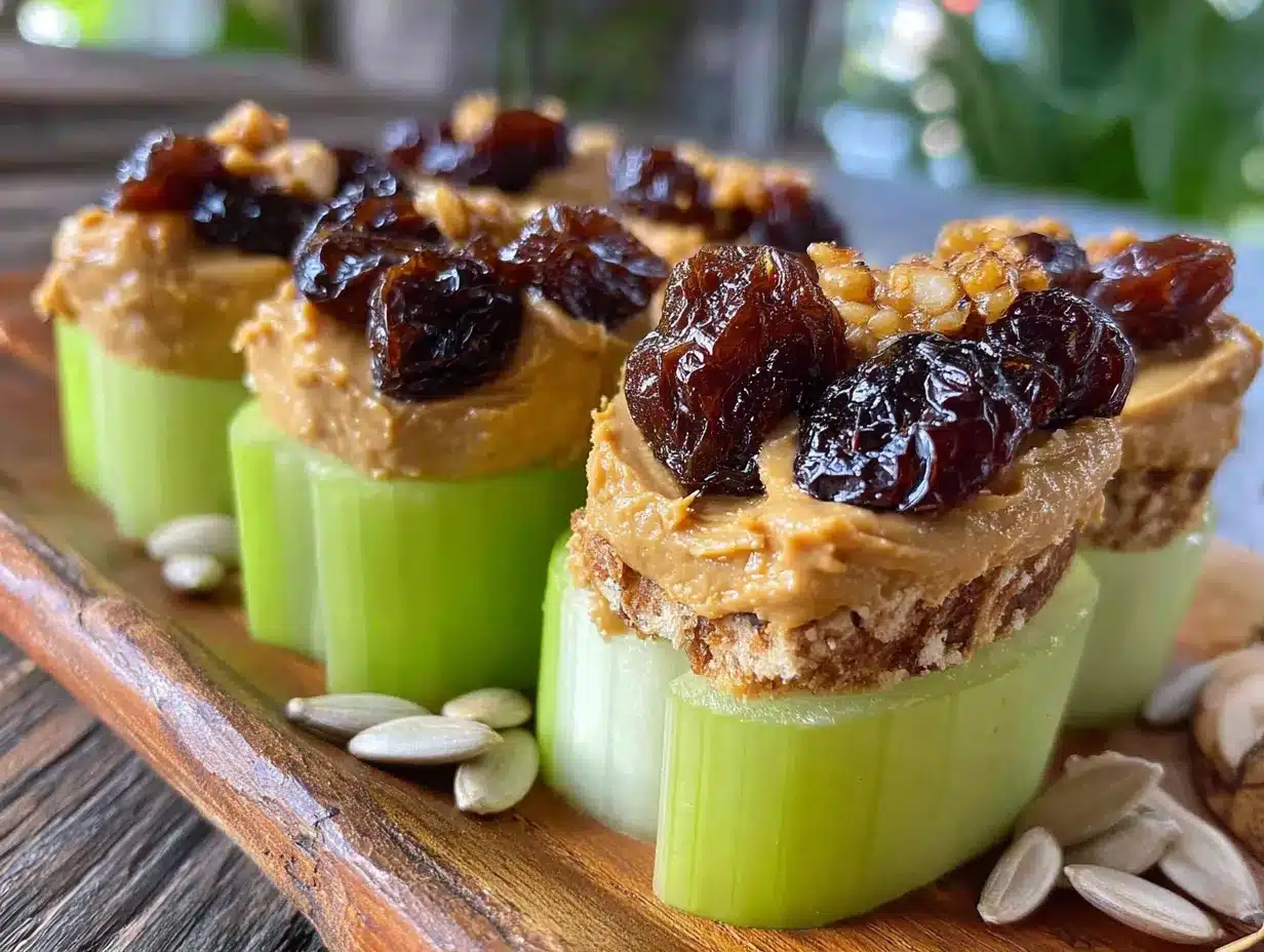 ants on a log with sunflower seed butter preparation steps