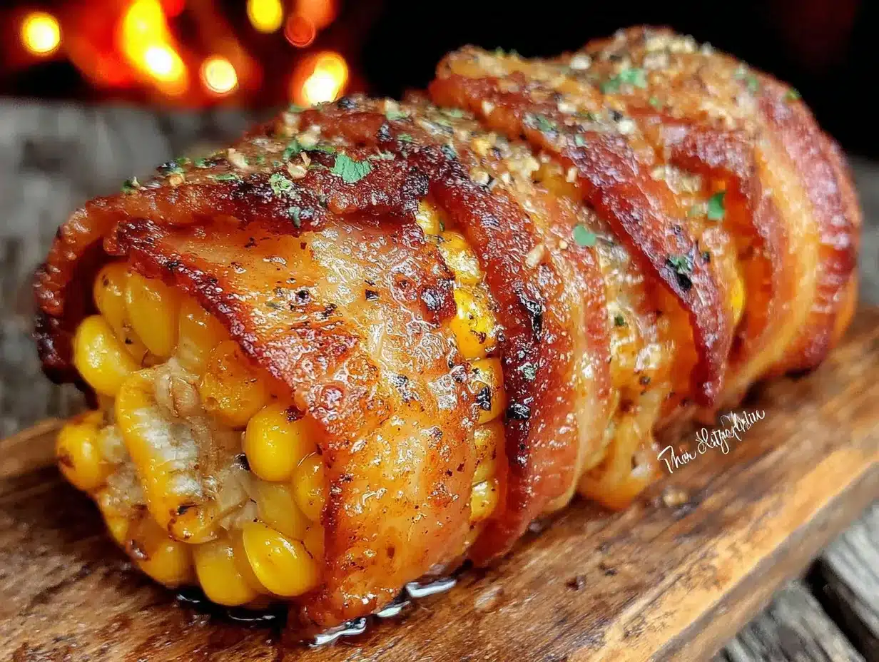 bacon-wrapped corn on the cob preparation steps