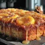 bourbon peach cobbler sheet cake - featured image