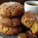 brown butter pumpkin snickerdoodle cookies - featured image