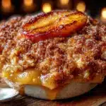 brown sugar peach crisp - featured image