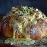buffalo chicken dip stuffed bread bowl - featured image