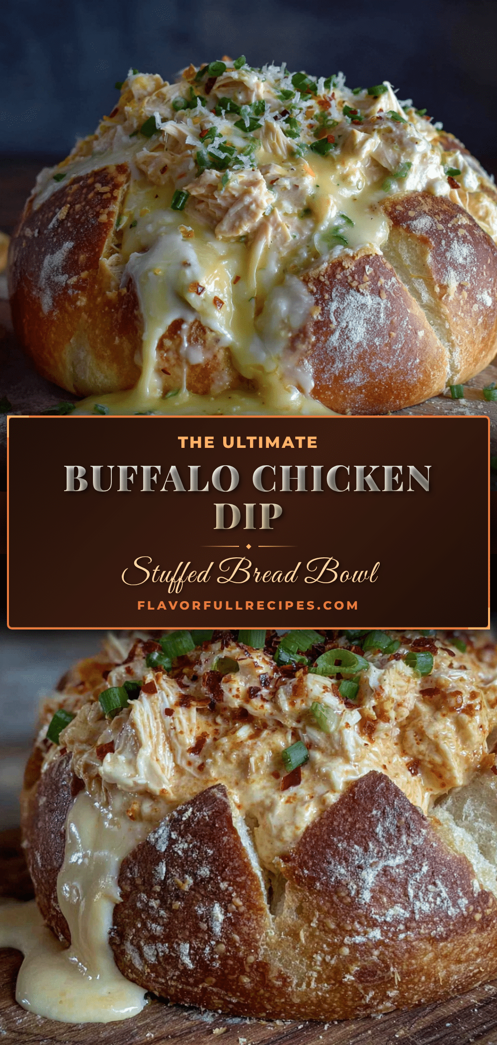 buffalo chicken dip stuffed bread bowl recipe