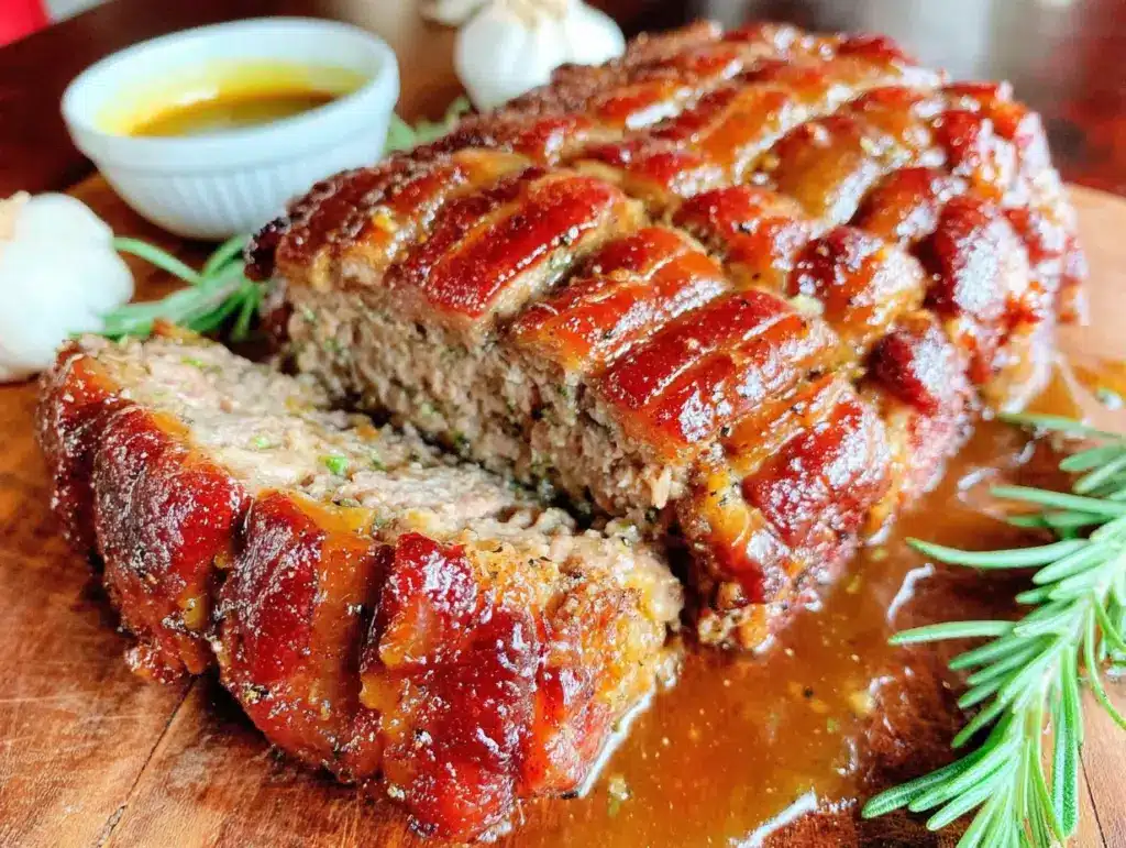 candied bacon wrapped meatloaf - featured image
