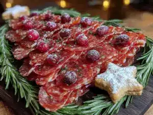 Christmas tree charcuterie board with herb wreath - featured image