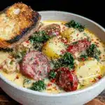 cozy sausage potato kale soup - featured image