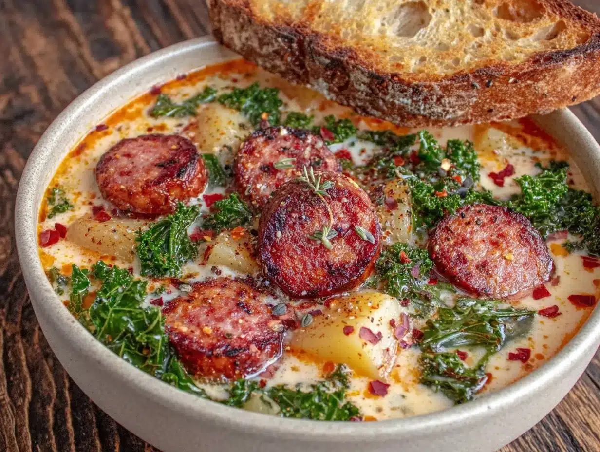 cozy sausage potato kale soup preparation steps