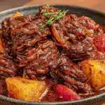 cozy slow cooker beef stew with root vegetables - featured image