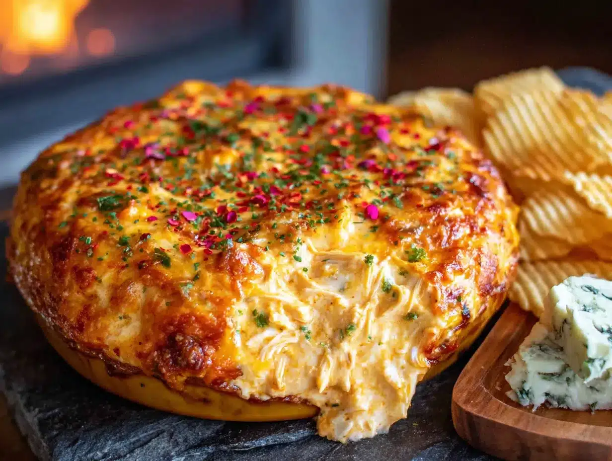 creamy crockpot buffalo chicken dip with blue cheese preparation steps