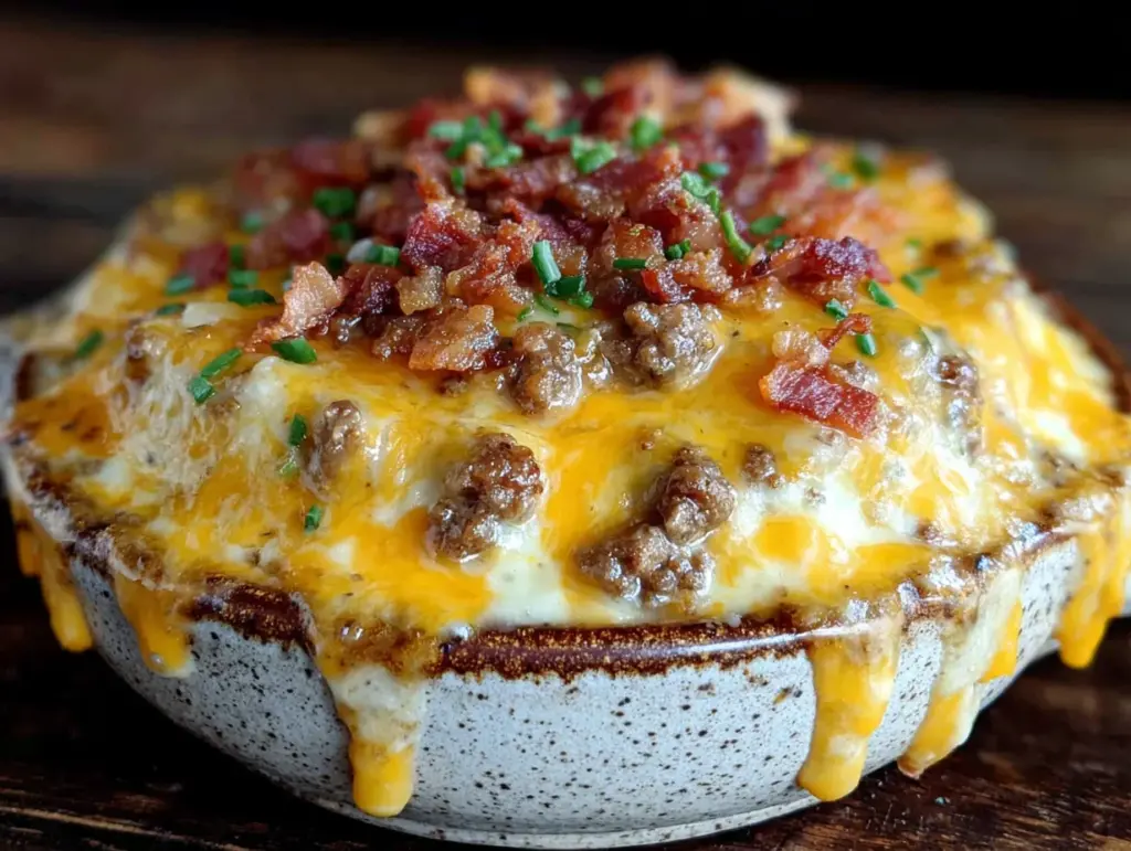 creamy crockpot cheeseburger potato soup - featured image