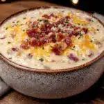 creamy crockpot loaded potato soup - featured image