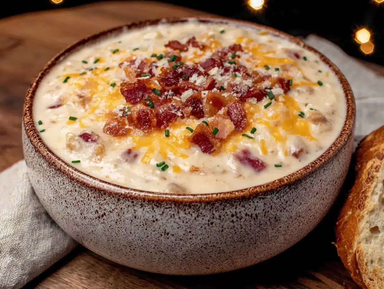 creamy crockpot loaded potato soup - featured image