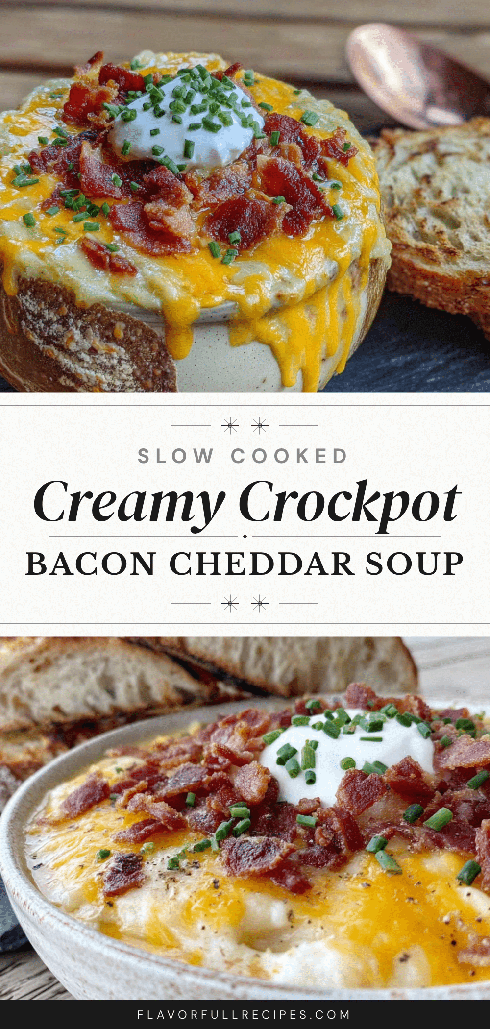 creamy crockpot potato soup with bacon and cheddar recipe