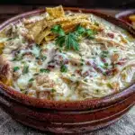 creamy crockpot white chicken chili - featured image