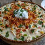 creamy crockpot white chicken chili with cream cheese - featured image
