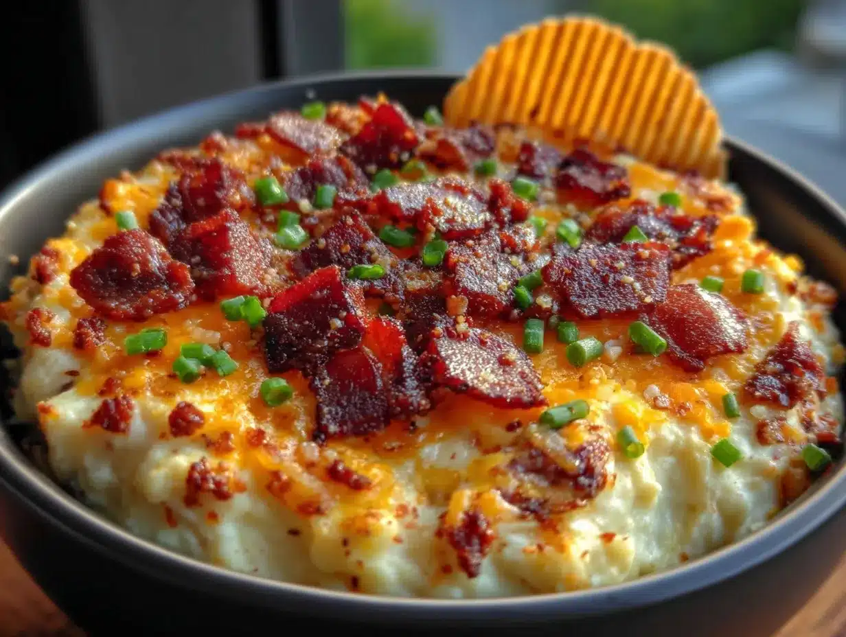 creamy loaded baked potato dip with bacon preparation steps