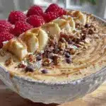creamy peanut butter protein smoothie bowl - featured image