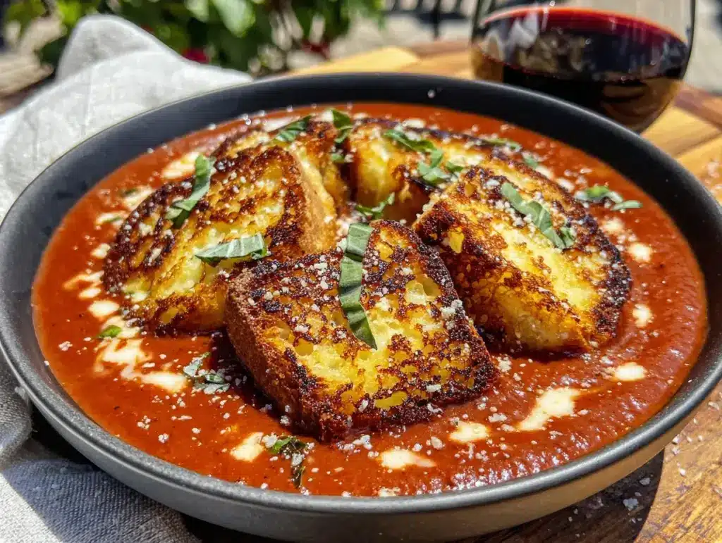 creamy roasted tomato basil soup - featured image