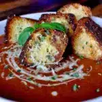 creamy tomato soup with grilled cheese croutons - featured image