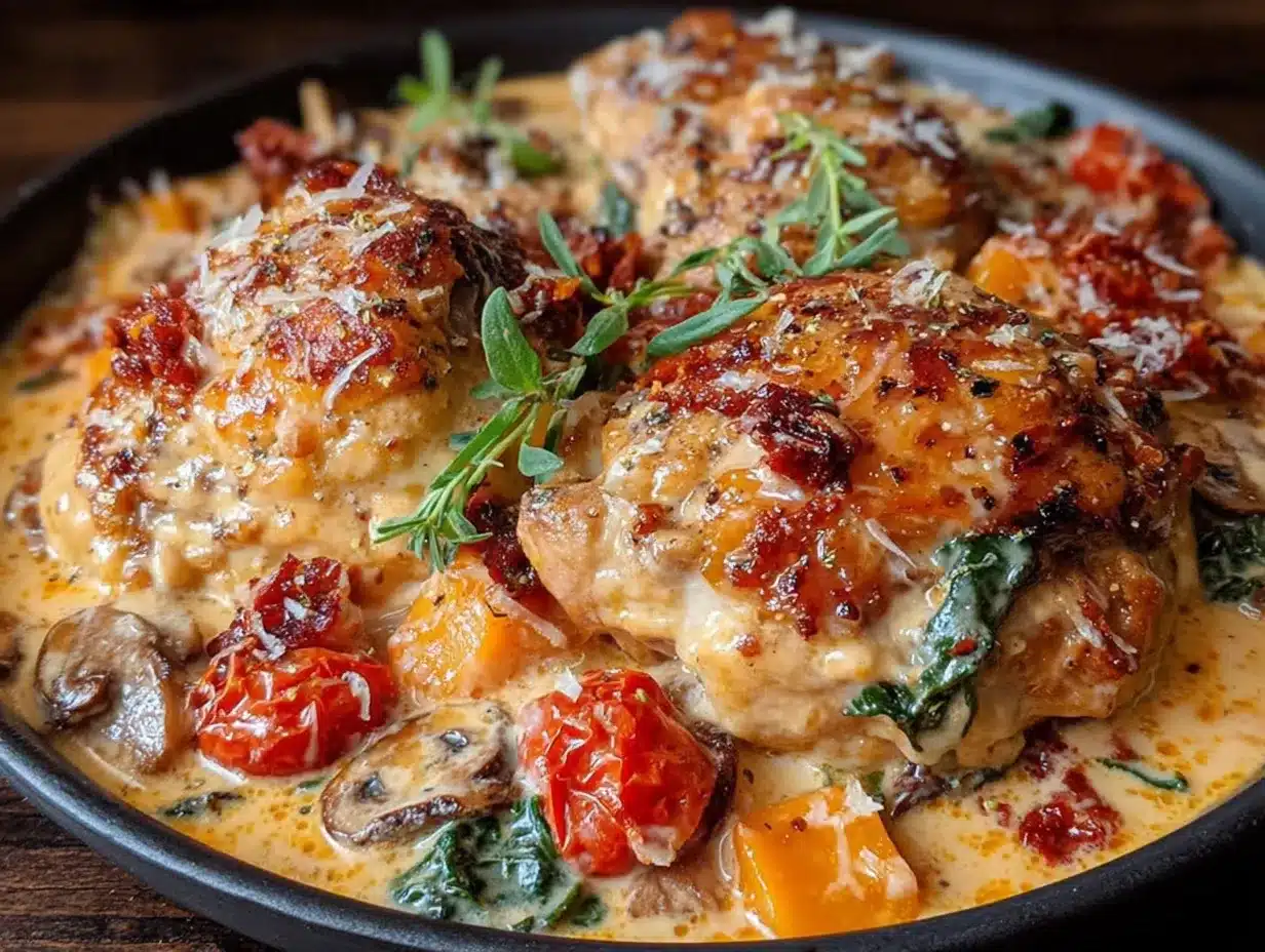 creamy tuscan chicken one pot meal preparation steps