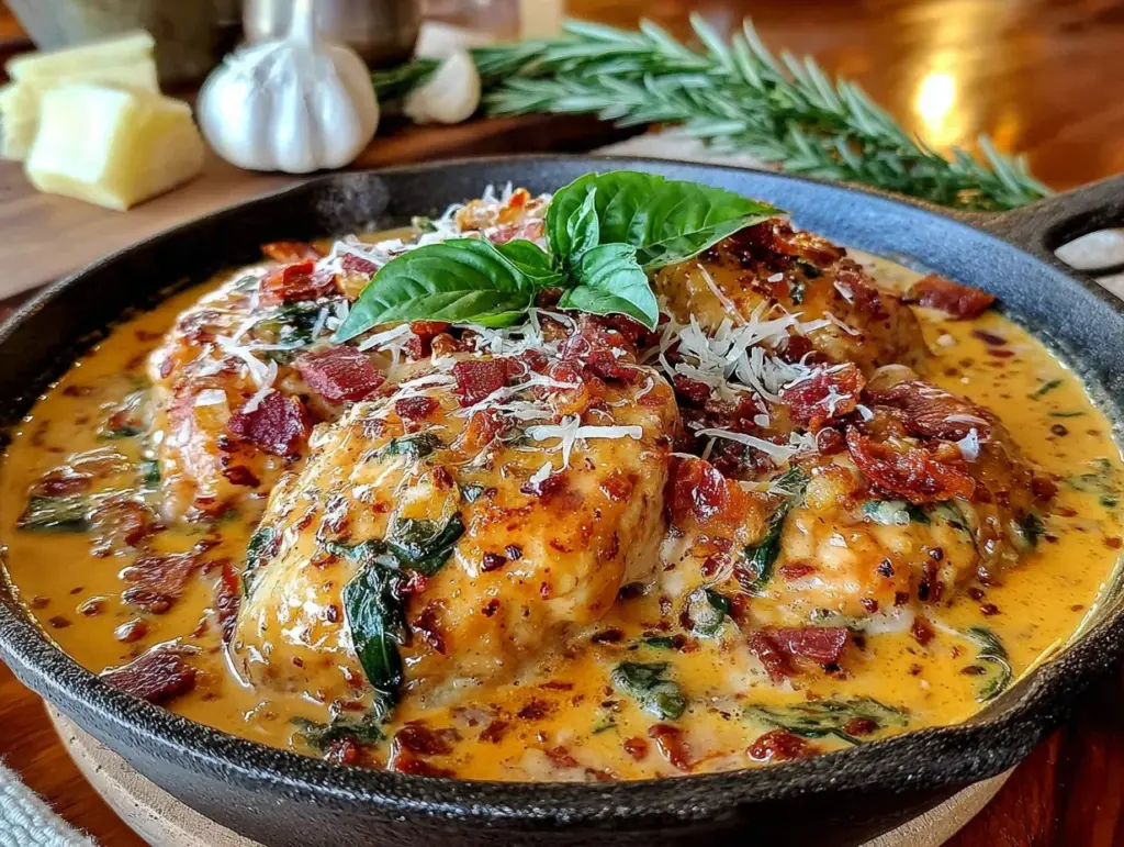 creamy tuscan chicken skillet - featured image