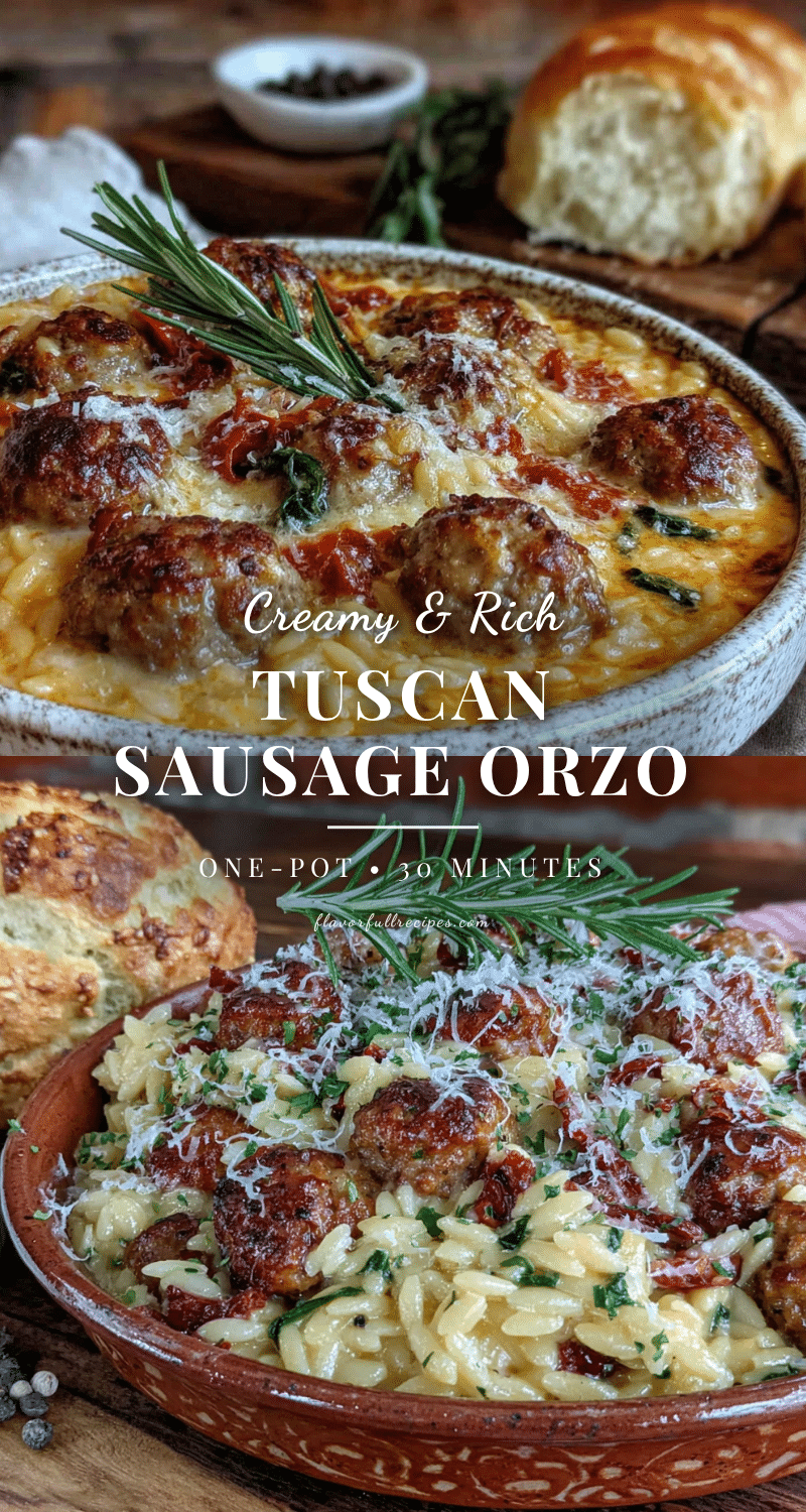 creamy tuscan sausage and orzo recipe