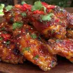 crispy honey sriracha chicken wings - featured image